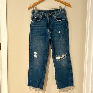 Carmar Distressed Crop Cut Off Denim Boyfriend relaxed fit  Size 26